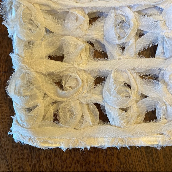 ZARA Cream Open Knit Chiffon Rosette Rose Floral Cropped Jacket Bolero NWT - Picture 10 of 11